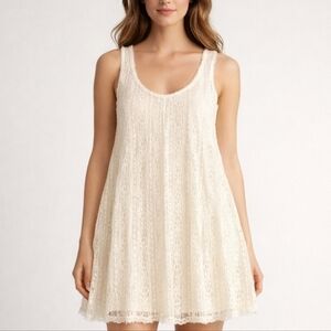 Free People Trapeze Slip Lace Dress White Ivory Small Boho Cottagecore Mini